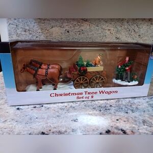 Lemax Christmas Tree Wagon Village Collection Accessories Horse Carriage 2004
